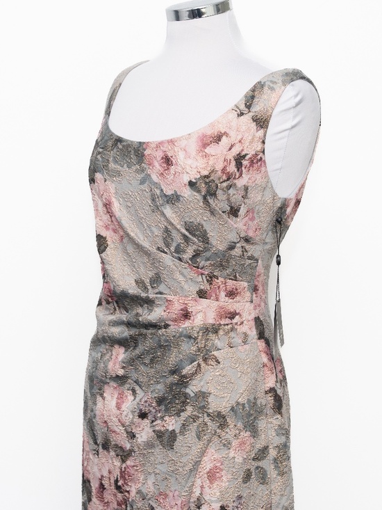 Adrianna Papell - Metallic Floral-Print Column Gown - Picture 10 of 13